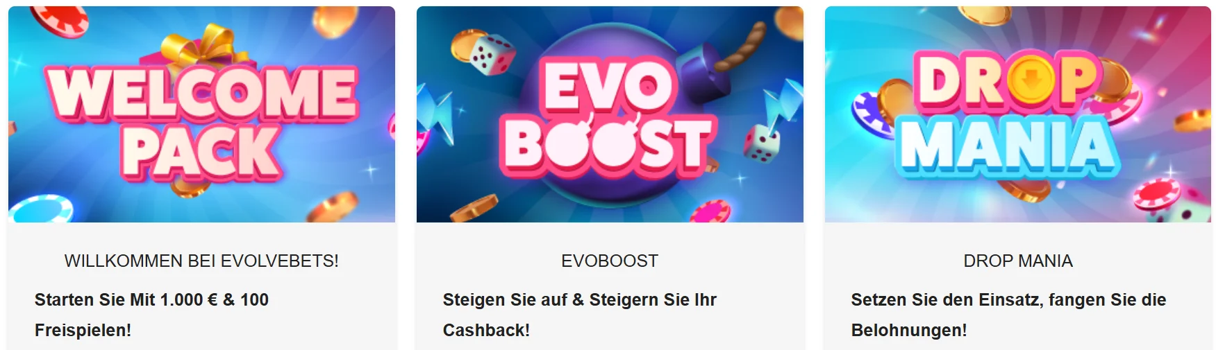 Evolve Casino Boni und Aktionen