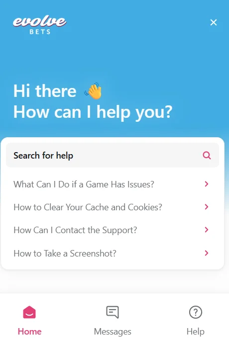 Evolve Casino support